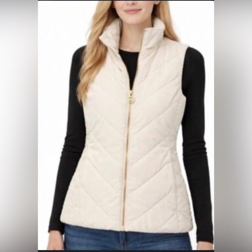 Michael Kors White Gold Sleeveless CasualPuffer Vest Women’s Size M